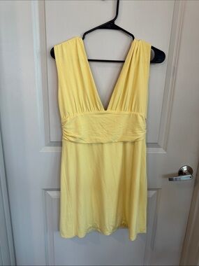 Oh Polly Pale Yellow V-Neck Mini Dress